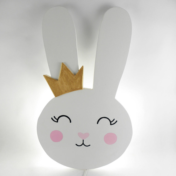 Παιδικό φωτιστικό "Princess Bunny" - κορίτσι, επιτοίχιο, κουνελάκι, παιδικά φωτιστικά - 2