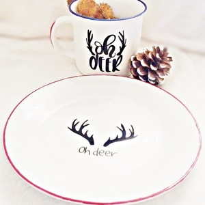 Handpainted Set "OH Deer" - ζωγραφισμένα στο χέρι, πορσελάνη, set, χριστουγεννιάτικα δώρα - 4