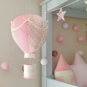 Κρεμαστό διακοσμητικό αερόστατο σε ροζ - κόκκινο φλοράλ - κορίτσι, αερόστατο, δώρα για βάπτιση, μόμπιλε, παιδική διακόσμηση, κρεμαστά, κρεμαστό διακοσμητικό