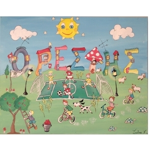 40*50 Χειροποίητος παιδικός πίνακας με όνομα - αγόρι, όνομα - μονόγραμμα, διακόσμηση βάπτισης, δωμάτιο παιδιών, προσωποποιημένα, παιδικοί πίνακες