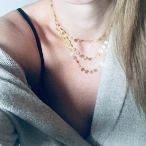 Layer gold plated chain necklace - μοντέρνο, κοντά, layering, μπρούντζος, επιχρυσωμένο στοιχείο - 3