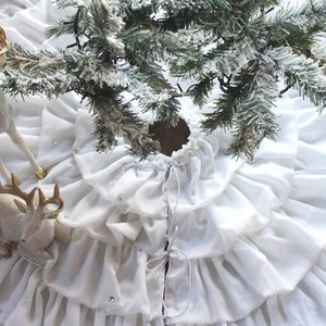 Λευκή χριστουγεννιάτικη ποδιά - ύφασμα, χριστουγεννιάτικο, διακοσμητικά, χριστουγεννιάτικα δώρα - 2