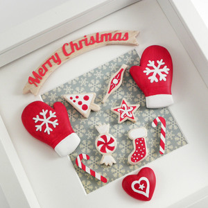 Καδράκι "Merry Christmas" - πίνακες & κάδρα, χριστουγεννιάτικο, διακοσμητικά, χριστουγεννιάτικα δώρα - 2