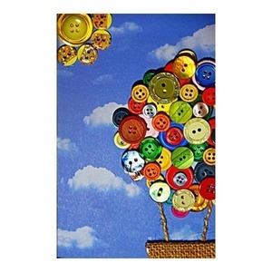 Κάδρο με θέμα Αερόστατο [ Διακοσμητικό καδράκι με κουμπιά] - πίνακες & κάδρα - 3