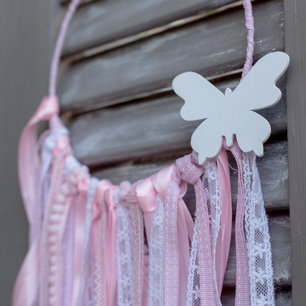 ❥ Dreamcatcher σε ροζ αποχρώσεις με πεταλουδίτσα - ροζ, κορίτσι, πεταλούδα, διακοσμητικά - 2