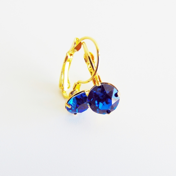 Σκουλαρίκια με swarovski ''Little diamonds'' - μπλε, vintage, επιχρυσωμένα, ορείχαλκος, κρύσταλλα, swarovski, swarovski, σκουλαρίκια, romantic, minimal, κλασσικά, κρεμαστά