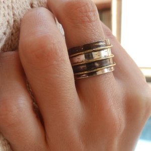 Δαχτυλίδι αντρικό σε ασήμι 925 και χρυσές αποχρώσεις - ασήμι, δαχτυλίδια, μεγάλα, αυξομειούμενα - 3