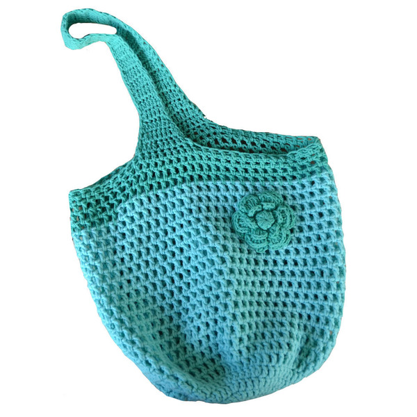 Τυρκουάζ τσάντα δίχτυ σε μικρό μέγεθος - ώμου, πλεκτές τσάντες, φθηνές