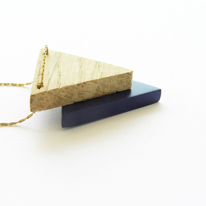 Χειροποίητο ξύλινο βραχιόλι τρίγωνα "Triangle bracelet". - ξύλο, επιχρυσωμένα, σταθερά, χεριού - 3