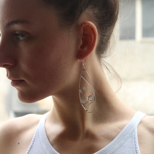 Σκουλαρίκια σε ασήμι 925 (silver earrings flowers) - ασήμι, ασήμι 925, μακριά, κρεμαστά, γάντζος - 2