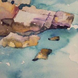 Ακουαρέλλα "Θαλασσινό τοπίο" - πίνακες & κάδρα, πίνακες ζωγραφικής - 5