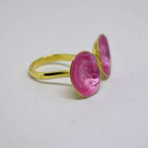 Δαχτυλίδι με μπόκολες ροζ - σμάλτος, μπρούντζος, μεγάλα, αυξομειούμενα, φθηνά - 2