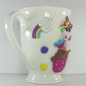 Τρισδιάστατη κούπα Unicorn cupcake από πολυμερικό πηλό - πορσελάνη, 3d, μονόκερος, κούπες & φλυτζάνια - 4