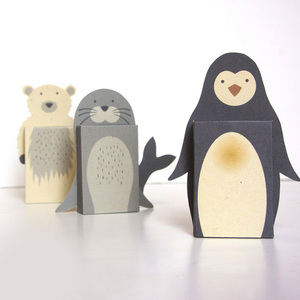 Emotibox 3D ευχητήρια καρτούλα πολική αρκούδα, πιγκουινάκι, φώκια - δώρα γενεθλίων, γενική χρήση, δώρο έκπληξη
