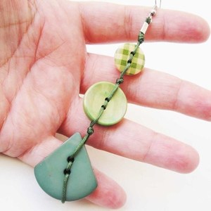 Πράσινα τριπλά κουμπιά σκουλαρίκια - κουμπί, μακριά, κρεμαστά, δώρα για γυναίκες - 3
