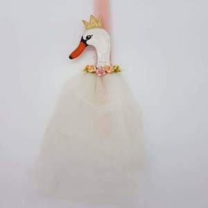 Πασχαλινή λαμπάδα "Swan beauty" - κορίτσι, λαμπάδες, για παιδιά, ζωάκια - 3