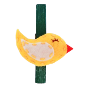 Ξύλινο μαγνητάκι πουλάκι κίτρινο - ξύλο, τσόχα, δώρο, πουλάκι, μαγνητάκια ψυγείου
