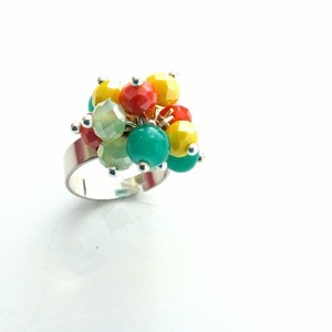 Δαχτυλίδι με χάντρες σε έντονα χρώματα - χάντρες, μεγάλα, επιροδιωμένα, αυξομειούμενα, φθηνά - 4