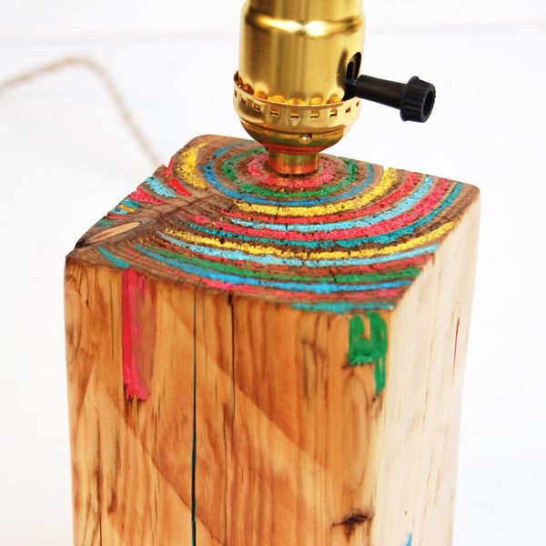 Homocentric_μοναδικό επτραπέζιο φωτιστικό - ξύλο, ζωγραφισμένα στο χέρι, πορτατίφ - 4