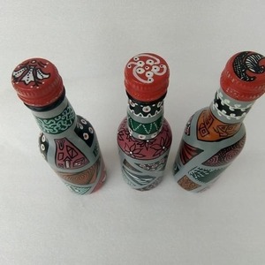 ΣΕΤ 3 Μπουκάλια γυάλινα για λάδι-ξύδι, ποτά ή διακόσμηση ζωγραφισμένα με το χερι - γυαλί, χειροποίητα, πρωτότυπα δώρα, είδη σερβιρίσματος, διακοσμητικά μπουκάλια - 4