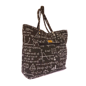 Μαύρη τσάντα χειρός "μαθηματικές πράξεις" - ώμου, χειροποίητα, φθηνές
