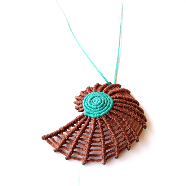 Seashell necklace brown - γυναικεία, κοχύλι, μακραμέ, αυξομειούμενα - 2