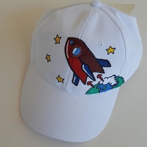 παιδικό καπελάκι jockey με όνομα και θέμα πύραυλος / διάστημα για αγόρι - όνομα - μονόγραμμα, καπέλα, καπέλο, διάστημα - 3
