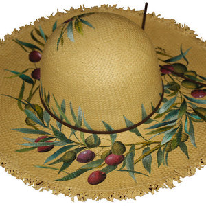 Καπέλο ζωγραφισμένο στο χέρι - ψάθινα