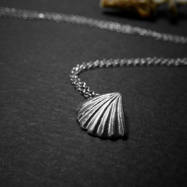 " Seashell " - Χειροποίητο επίχρυσο-επάργυρο μενταγιόν με σχέδιο το κοχύλι της Θάλασσας - charms, επιχρυσωμένα, ορείχαλκος, επάργυρα, κοχύλι, φθηνά - 3