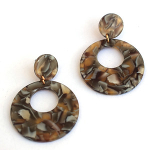 brown plexi earrings - vintage, γεωμετρικά σχέδια, plexi glass, boho, κρεμαστά, faux bijoux