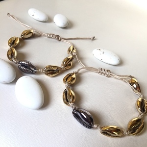 Seashells gold plated bracelet - μοντέρνο, επιχρυσωμένα, κοχύλι, αυξομειούμενα