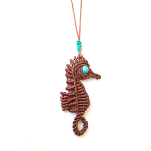 Seahorse necklace!!!! - ιδιαίτερο, χαολίτης, μακραμέ - 2