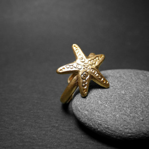 " Αστερίας " - Χειροποίητο επίχρυσο-επάργυρο δαχτυλίδι με σχέδιο αστερία της θάλασσας! - καλοκαίρι, επιχρυσωμένα, επάργυρα, boho, αστερίας, αυξομειούμενα, φθηνά - 2
