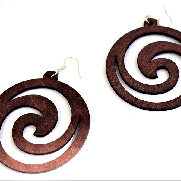wooden earrings - boho, ethnic, ξύλινα κοσμήματα, κρεμαστά, Black Friday