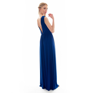 Μπλε φόρεμα με ανοιχτή πλάτη 01 - αμάνικο, γάμου - βάπτισης - 2
