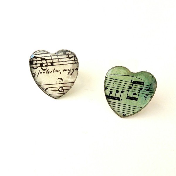 Δαχτυλίδι καρδιά με νότες μουσικής - ορείχαλκος, καρδιά, μεγάλα, αυξομειούμενα, φθηνά - 5