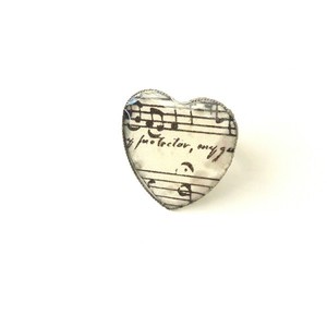 Δαχτυλίδι καρδιά με νότες μουσικής - καρδιά, μεγάλα, δώρα για δασκάλες, αυξομειούμενα, φθηνά - 4