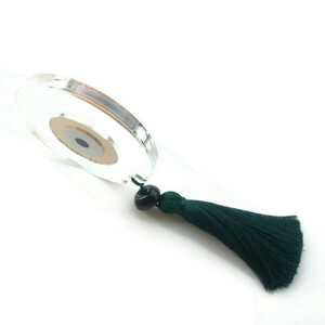Ιδιαίτερο Μάτι Γούρι από Διάφανο Plexiglass με Φούντα Πράσινη - γούρι, μάτι, plexi glass, διακοσμητικά - 3