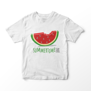 Παιδικό κοντομάνικο μπλουζάκι - Summertime stay cool - ΚΑΡΠΟΥΖΙ - βαμβάκι, κορίτσι, αγόρι, καρπούζι, παιδικά ρούχα