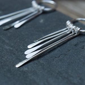 Σκουλαρίκια ασημένια sticks με 5 ασημένιες μπάρες - ασήμι, χειροποίητα, μακριά, minimal, κρεμαστά - 5