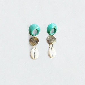 natural shell earrings| χειροποιητα σκουλαρίκια κοχύλια - τιρκουάζ, κοχύλι, μικρά, μπρούντζος, κρεμαστά
