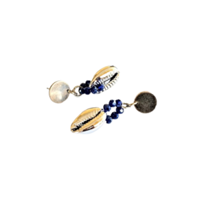 Σκουλαρίκια με ασημένιο κοχύλι - κοχύλι, μικρά, boho, κρεμαστά - 2