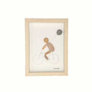 Κάδρο με βότσαλα "ποδηλάτης" - πίνακες & κάδρα, για παιδιά, βότσαλα