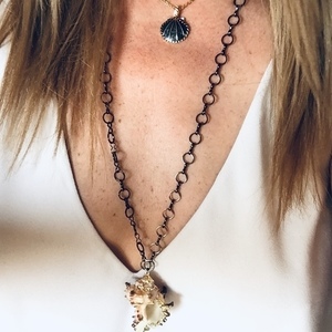 Natural Seashell long necklace - μοντέρνο, γυναικεία, κοχύλι, μακριά