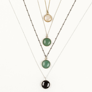 circle gemstone love necklace - ημιπολύτιμες πέτρες, ασήμι 925, μακριά, κομψό