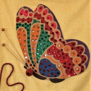 Παιδικό πανό χειροποίητο, μοναδικό, σταμπωτή πεταλούδα, ξύλινα στοιχεία - τοίχου, χειροποίητα, διακοσμητικά - 2
