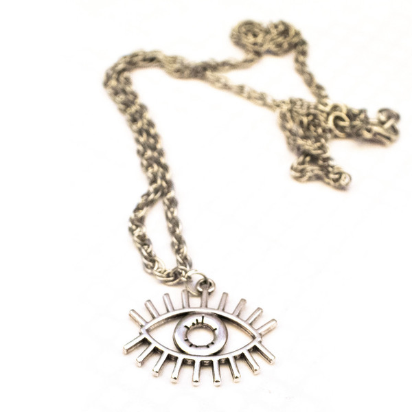 evil eye necklace - επάργυρα, μάτι, κοντά, boho, evil eye