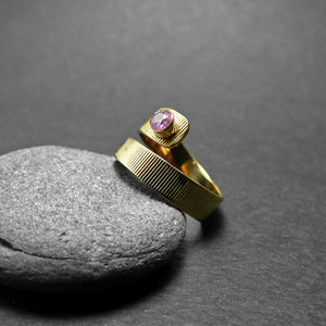 "Pink Zircon" - Χειροποίητο επίχρυσο δαχτυλίδι από ορείχαλκο και Ρόζ Ζιργκόν! - ημιπολύτιμες πέτρες, ροζ, επιχρυσωμένα, ζιργκόν, boho, αυξομειούμενα, φθηνά - 2