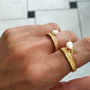 Δαχτυλίδι "γράνα" - μαργαριτάρι, επιχρυσωμένα, επάργυρα, βεράκια, αυξομειούμενα, φθηνά - 4