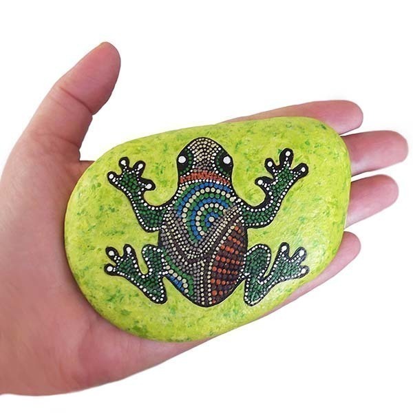 Βάτραχος, ζωγραφισμένος σε φυσική πέτρα θαλάσσης - ζωγραφισμένα στο χέρι, πέτρα, δώρο, διακοσμητικές πέτρες - 3